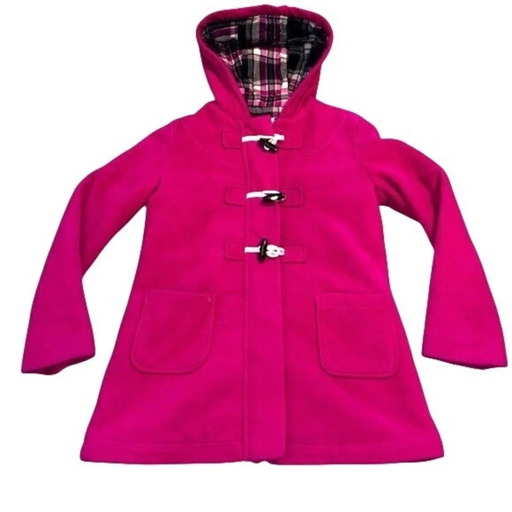 Old Navy Girls Magenta Pink Fleece Toggle Hooded Coat Jacket‎ Size Large (C10)